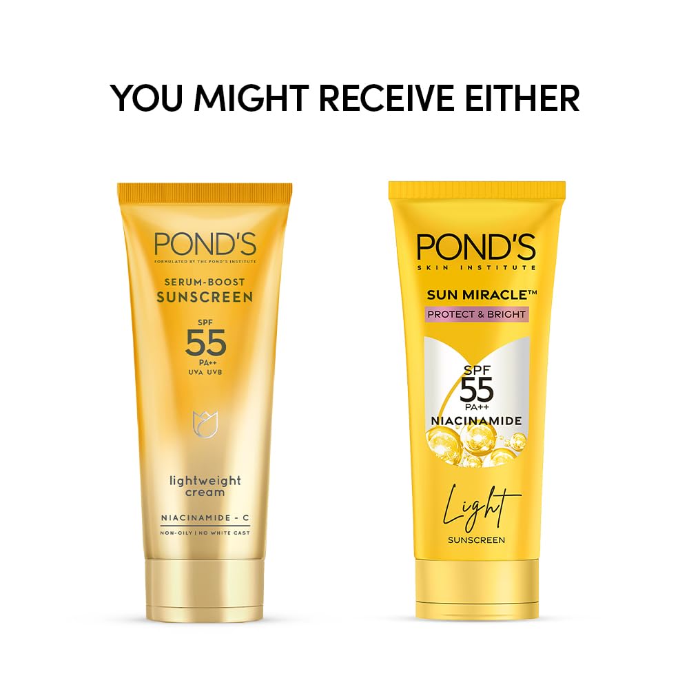 POND'S Serum boost sunscreen prevent and fade dark patches with the power of SPF 55 and NIACINAMIDE-C Serum 100g Beauty Bumble