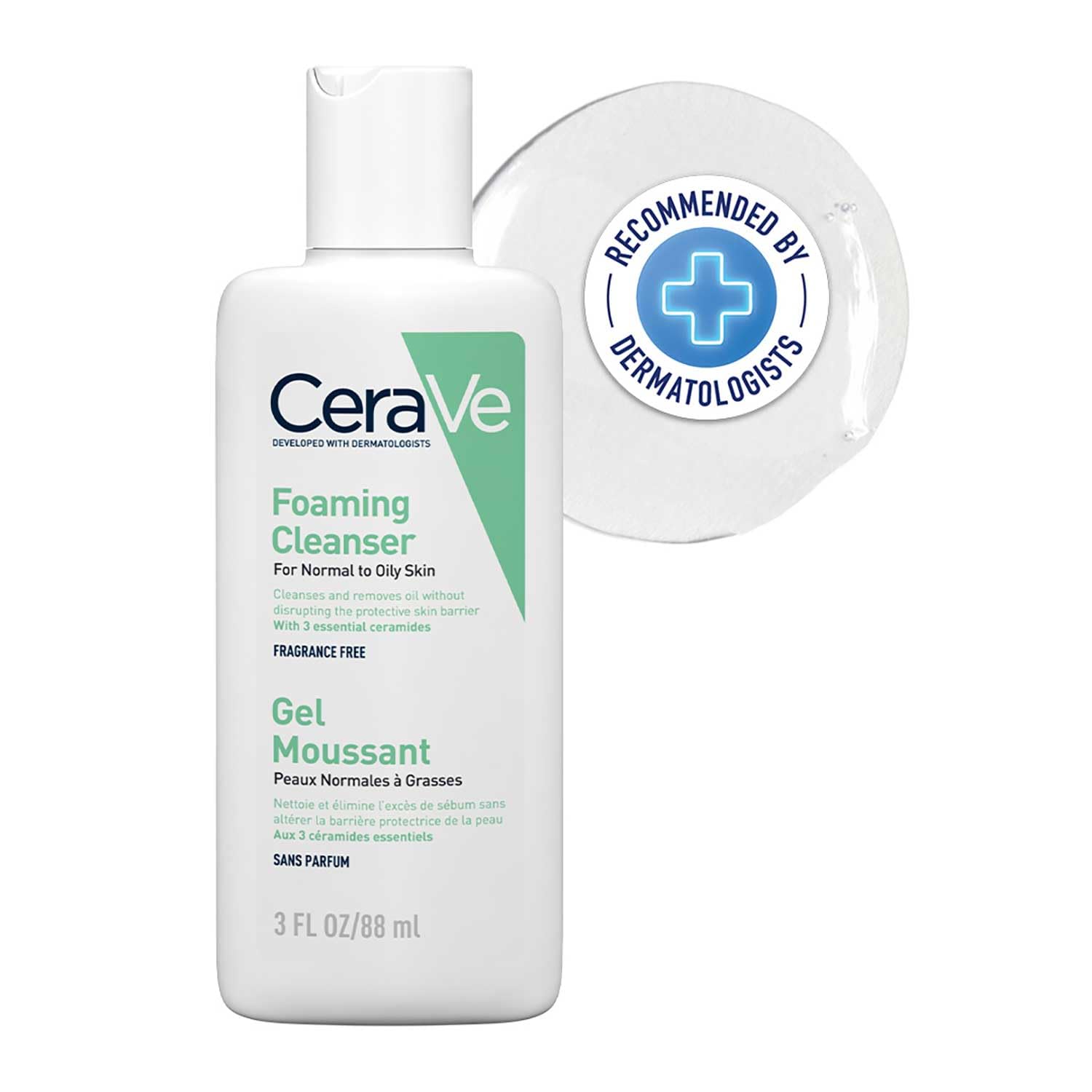 CeraVe Foaming Cleanser For Normal To Oily Skin (88ml) - Dermatologist-Developed Facewash | Non-Comedogenic And Fragrance-Free Cleansers For Acne-Prone Skin CeraVe