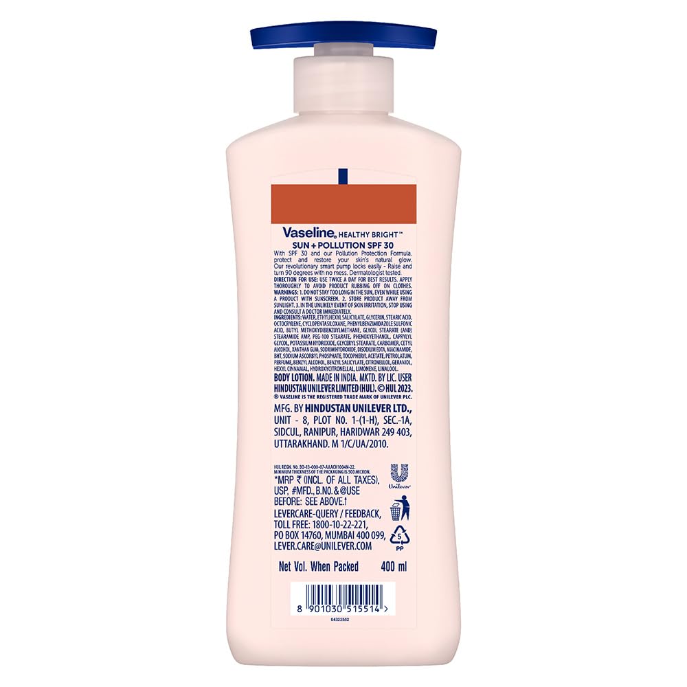 Vaseline Sun Protect SPF 30 Body Lotion, Reduces Tan Lines in 7 Days, UVA + UVB PA+++ Sun Protection, 400ml Vaseline
