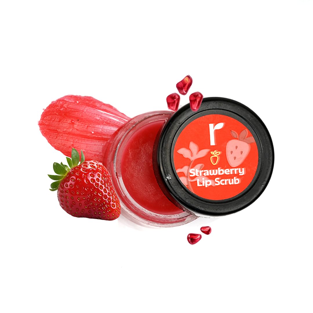 Rivona Strawberry Lip Scrub with Niacinamide for Depigmentation and dry lips 8gm