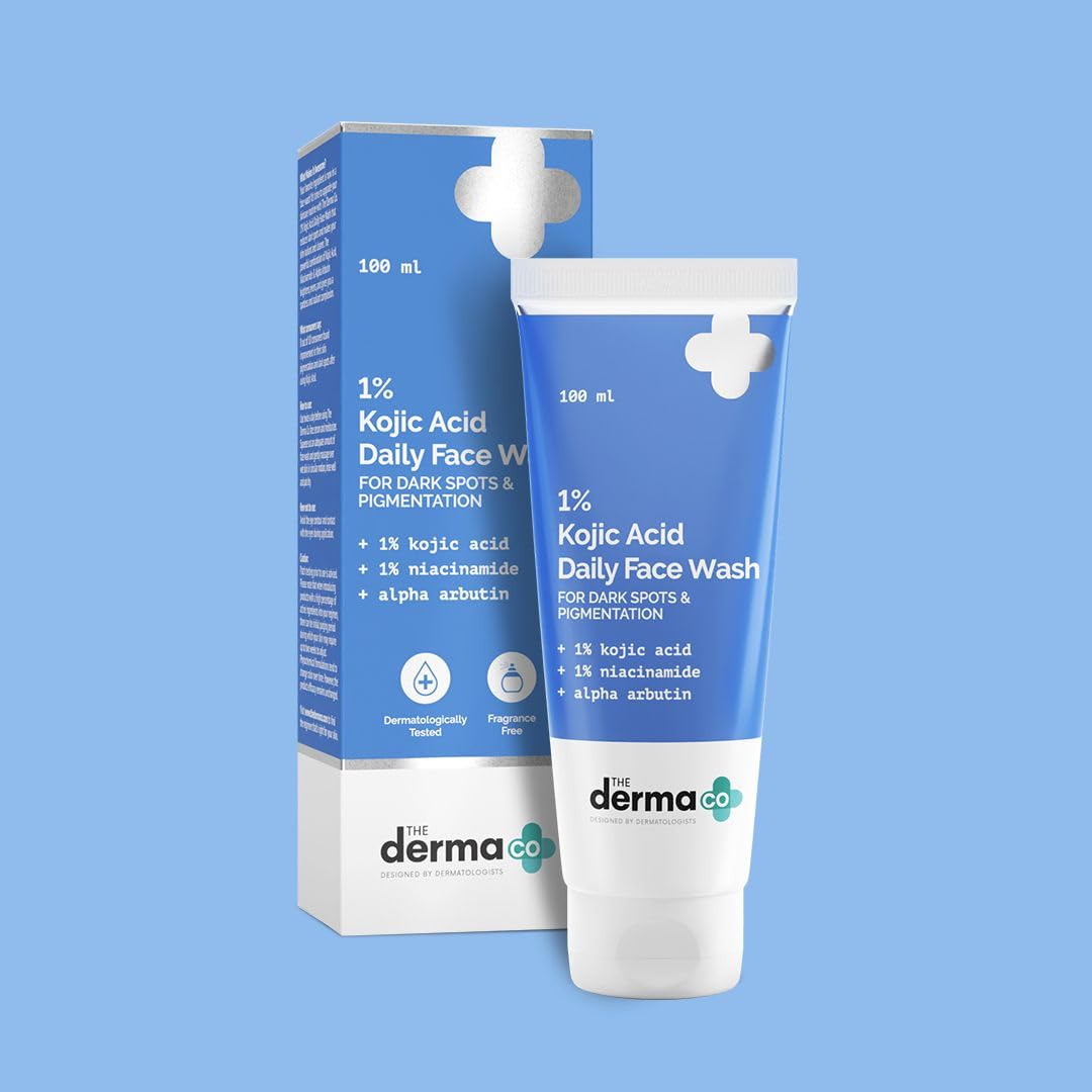 The Derma Co 1% Kojic Acid Face Wash | With Niacinamide & Alpha Arbutin | Reduces Dark Spots, Pigmentation & Blemishes | Cleanses & Brightens Skin | Non-Drying Formula | For All Skin Types | 100 ml Beauty Bumble