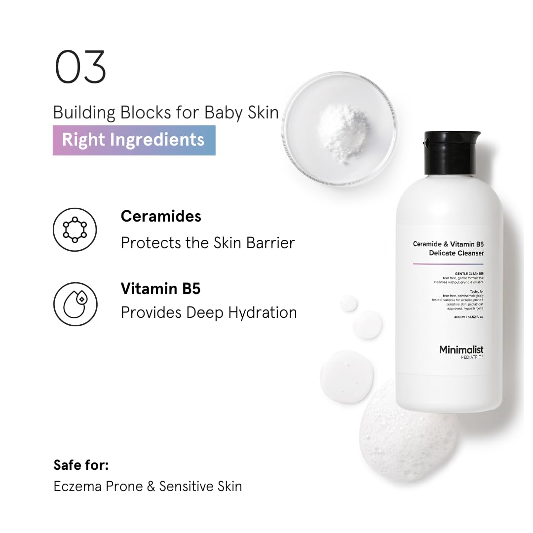 Minimalist Baby Gentle Head to Toe Wash | Tear-free | pH 5.5 | Proven Safe & Pediatrician Approved Baby Wash | Ceramide & Vitamin B5 Delicate Cleanser | 400ml Minimalist