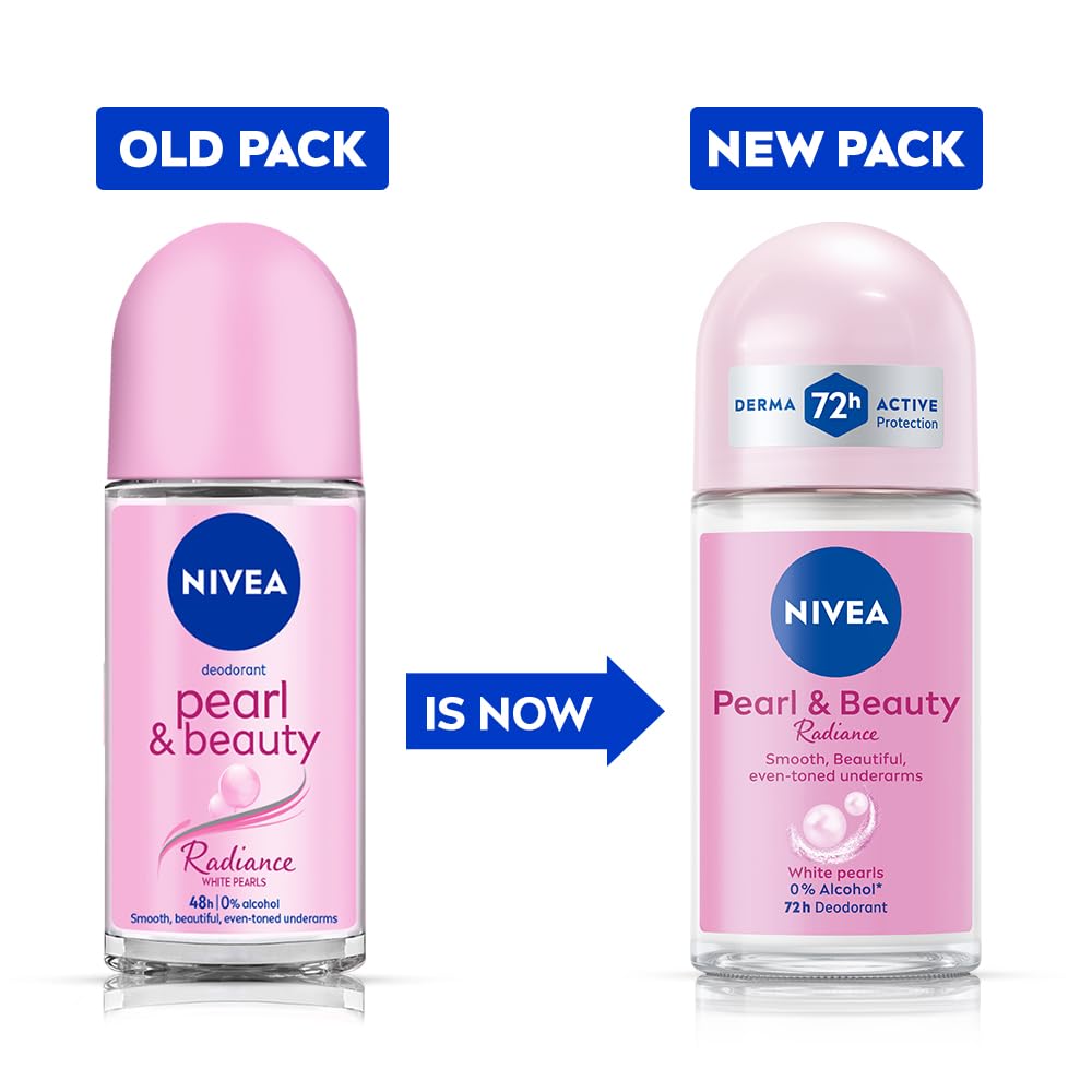 Nivea Women Deodorant Roll On Pearl & Beauty Radiance 50 Ml | For Eventoned Smooth & Beautiful Underarms NIVEA