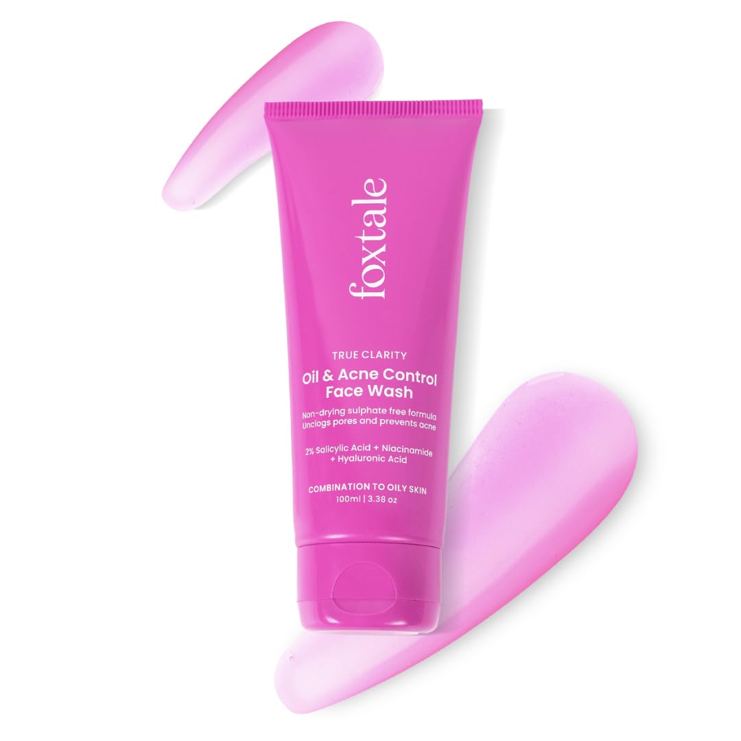 Foxtale Oil and Acne Control Face Wash | 2% Salicylic Acid + Niacinamide + Cica + Hyaluronic Acid | Fights Acne, Fades Marks, Controls Oil, Soothes Skin | Non-Drying Cleanser for Oily Skin FOXTALE