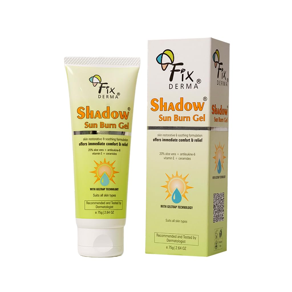 Fixderma Shadow Sun Burn Gel with 20% Aloe Vera Gel & Vitamin E | Ceramide Moisturizer | Dermatologist Tested Moisturizer for Face | Sunburn Cream for Face | Suitable for All Skin FIX DERMA