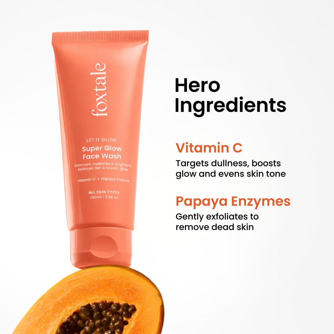 Foxtale Super Glow Face Wash with Vitamin C & Papaya enzyme 100ml FOXTALE