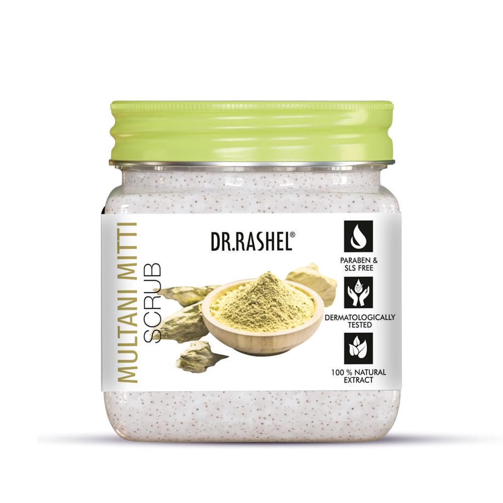 DR.RASHEL Multani Mitti Scrub For Face & Body (380 Ml) | All Skin |Cleanser Scrub For Deep Exfoliation | Dead Skin Remover| Tan Removal | Blackhead Remover Dr. Rashel