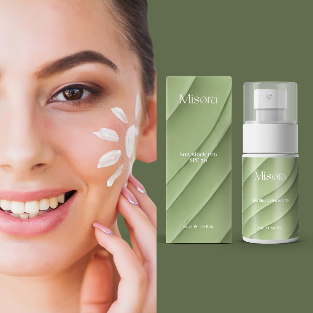 Misora Sun Block Pro SPF 50 | Broad Spectrum Sunscreen For Face & Body | UVA/UVB Protection | Water-Resistant, Lightweight, Non-Greasy | Daily Sun Protection For All Skin Types | 50ml MISORA