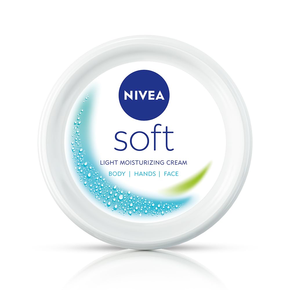NIVEA Soft Light Moisturizer For Face, Hand & Body, Instant Hydration, Non-Greasy Cream With Vitamin E & Jojoba Oil, 100ml NIVEA