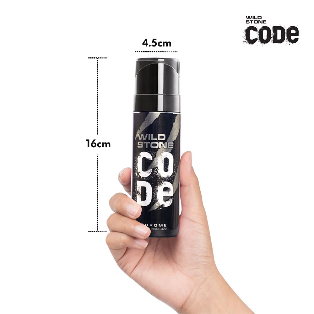 WILD STONE CODE Platinum No Gas Body Perfume For Men, Long Lasting Intense Fragrance, 120Ml - Platinum, Spray