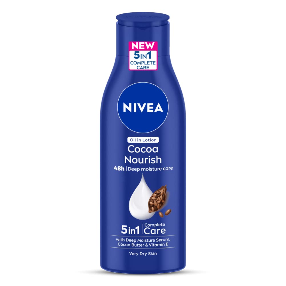 NIVEA Cocoa Nourish 200ml Body Lotion with Deep Moisture Serum| 48 H Moisturization | With Cocoa Butter & Coconut Oil | Non Greasy & Healthy Looking Skin |For Very Dry Skin NIVEA