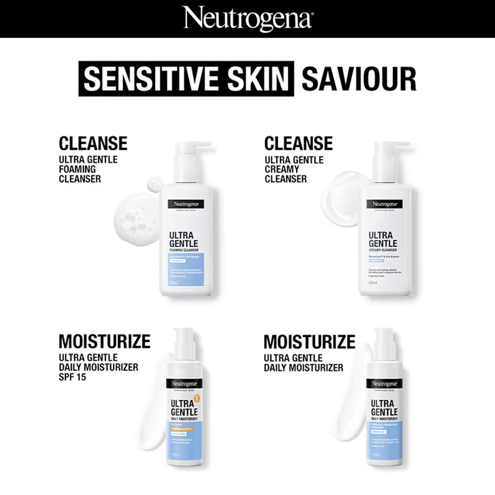 Neutrogena Ultra Gentle Creamy Cleanser | 14X Gentler Cleanser | All Skin Types Including Sensitive Skin | Face Wash for Sensitive Skin for Men & Women | With Barriercare Technology & 10% Glycerin | Paraben-Free Neutrogena