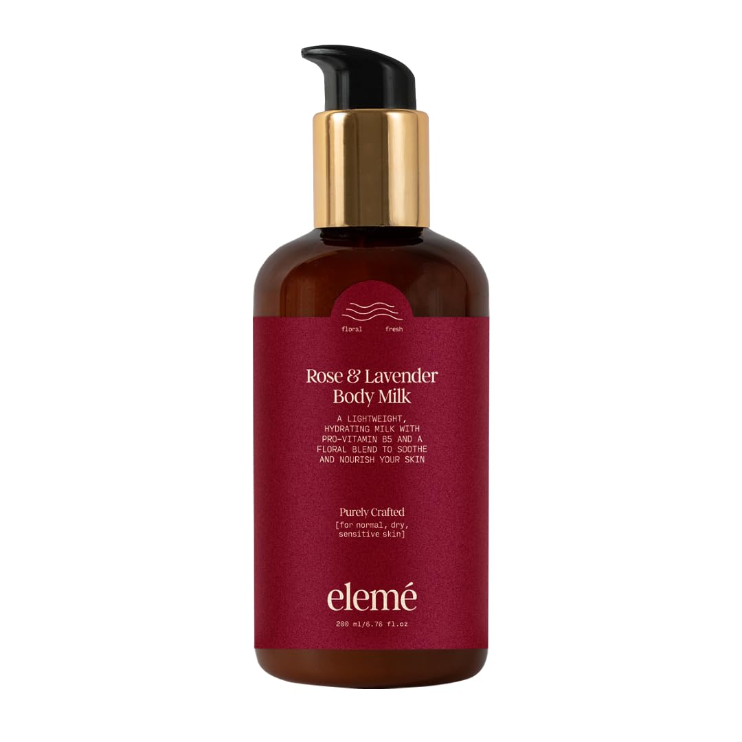 eleme Rose & Lavender Body Milk – Lightweight Daily Moisturiser for Soft, Nourished & Calm Skin - 200ml eleme