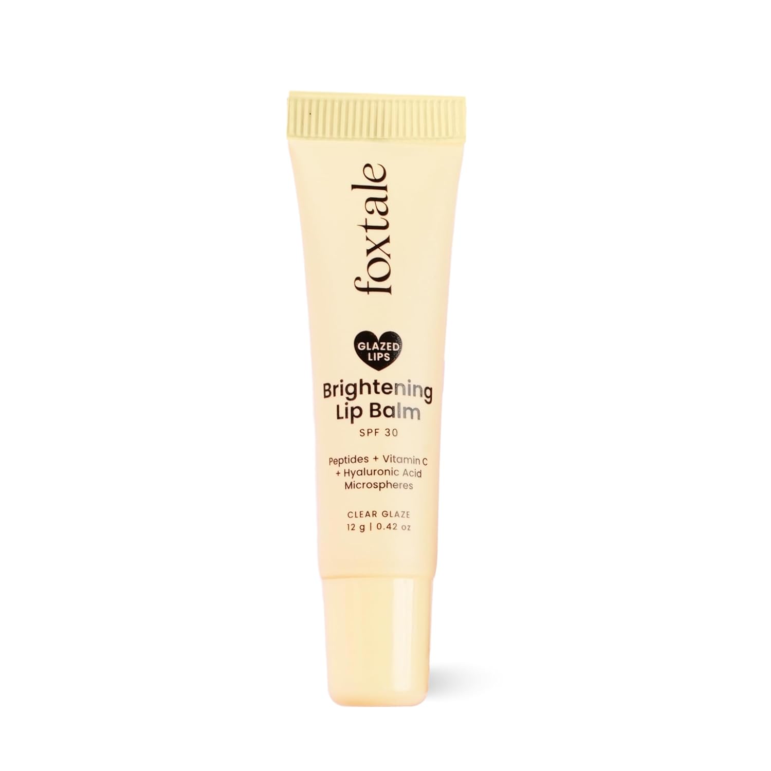 Foxtale Brightening SPF30 Lip Balm with Peptides, Vitamin C & Hyaluronic Acid | Brightens Lips | Reduces Pigmentation | Hydrates Lips | SPF Lip Balm | Tinted Lip Balm - Clear Glaze 12gm FOXTALE