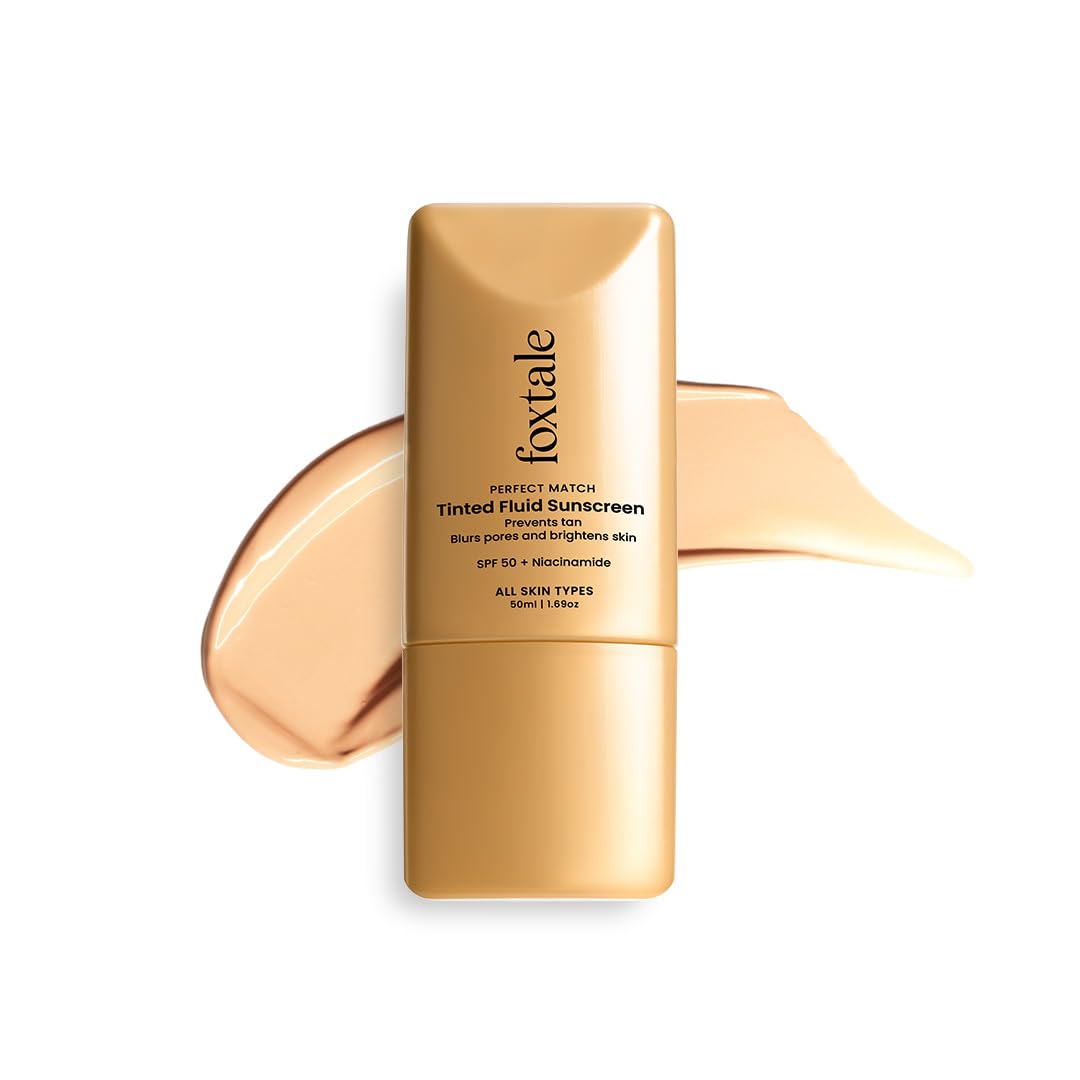 Foxtale SPF 50 Tinted Sunscreen PA++++ - Sand | Niacinamide & Vitamin E | UVA/UVB Protection + BB Cream + Foundation in 1 | Blurs Pores, Evens Tone, Non-Oily Glow | Suitable for All Skin Types | 50ml FOXTALE