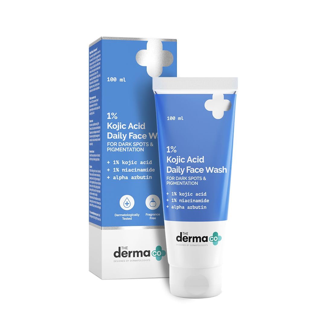 The Derma Co 1% Kojic Acid Face Wash | With Niacinamide & Alpha Arbutin | Reduces Dark Spots, Pigmentation & Blemishes | Cleanses & Brightens Skin | Non-Drying Formula | For All Skin Types | 100 ml Beauty Bumble