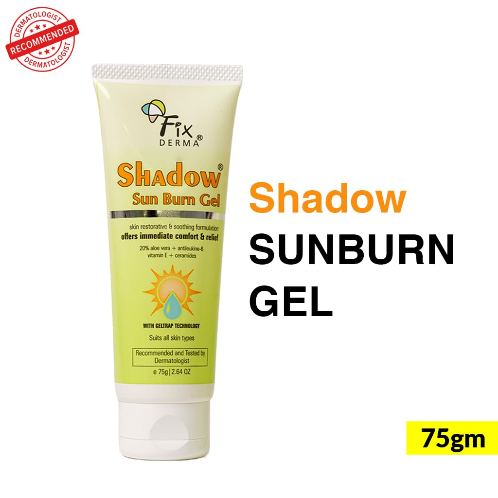Fixderma Shadow Sun Burn Gel with 20% Aloe Vera Gel & Vitamin E | Ceramide Moisturizer | Dermatologist Tested Moisturizer for Face | Sunburn Cream for Face | Suitable for All Skin FIX DERMA