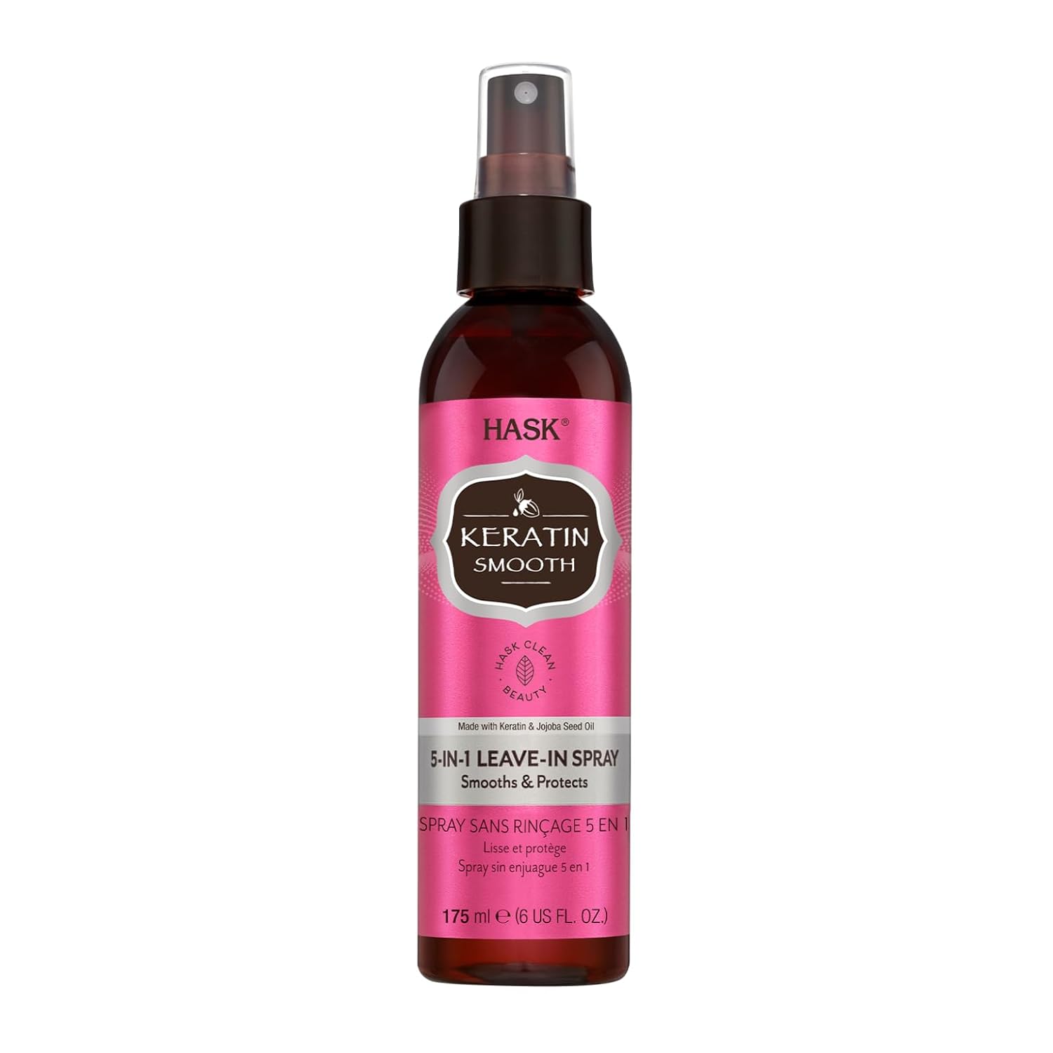 HASK Keratin Smooth 5-In-1 Leave-In-Conditioner Spray - 175 ML | Smooths & Controls Frizz | Thermal Proection Hair Spray Hask
