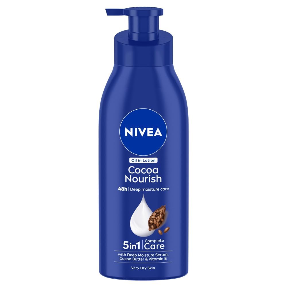NIVEA Cocoa Nourish 400ml Body Lotion with Deep Moisture Serum| 48 H Moisturization | With Cocoa Butter & Coconut Oil | Non Greasy & Healthy Looking Skin |For Very Dry Skin NIVEA