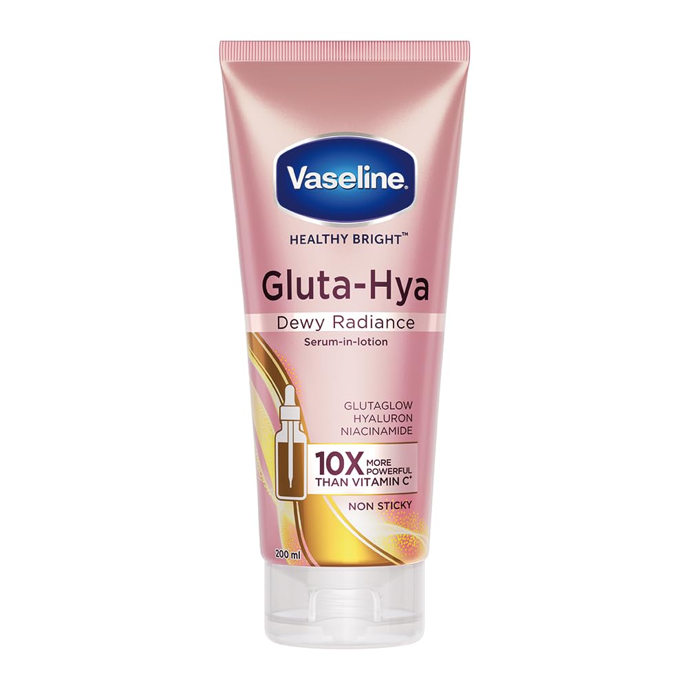 Vaseline Gluta-Hya Dewy Radiance Lotion for Face & Body | Gives Brighter Skin | Glutathione & Niacinamide Infused Moisturizer, 200ml VASELIN