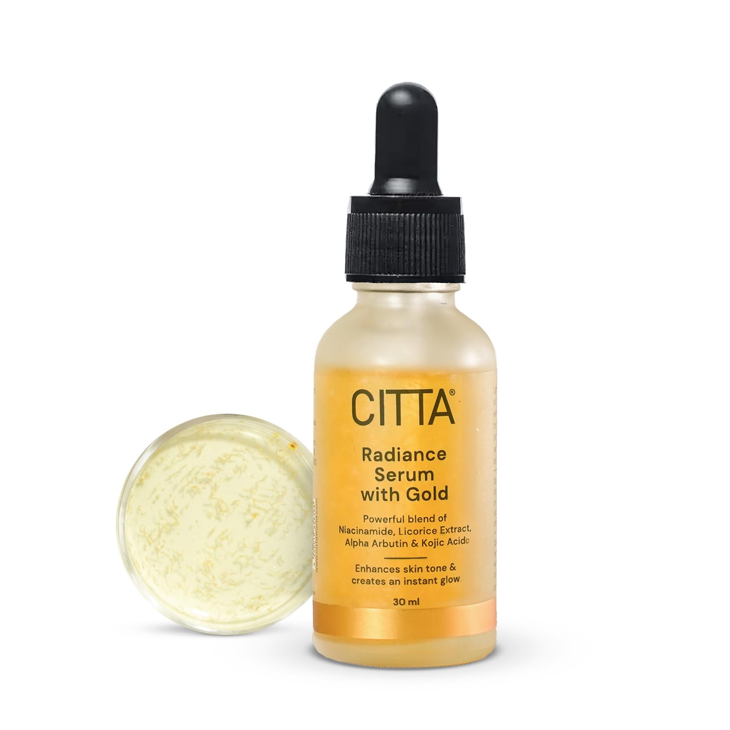 CITTA Gold Serum for Pigmentation – Brightening Serum with 2% Gold Fibers, Kojic Acid, Niacinamide & Alpha Arbutin – Deep Acne Scar & Hyperpigmentation Removal – Instant Glowing Skin – 30ml CITTA