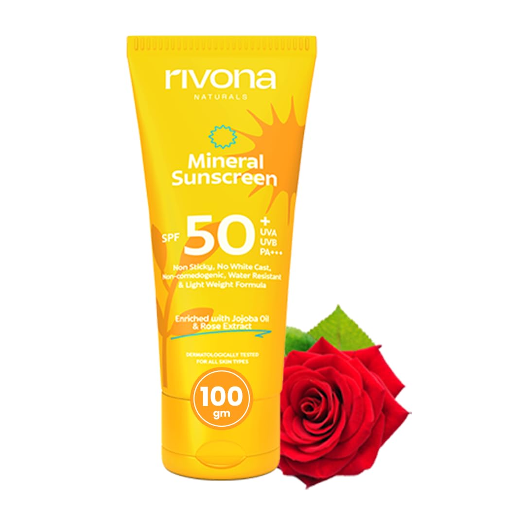 Rivona Mineral Sunscreen SPF 50+ UVA UVB PA+++ No White Cast - 100gm