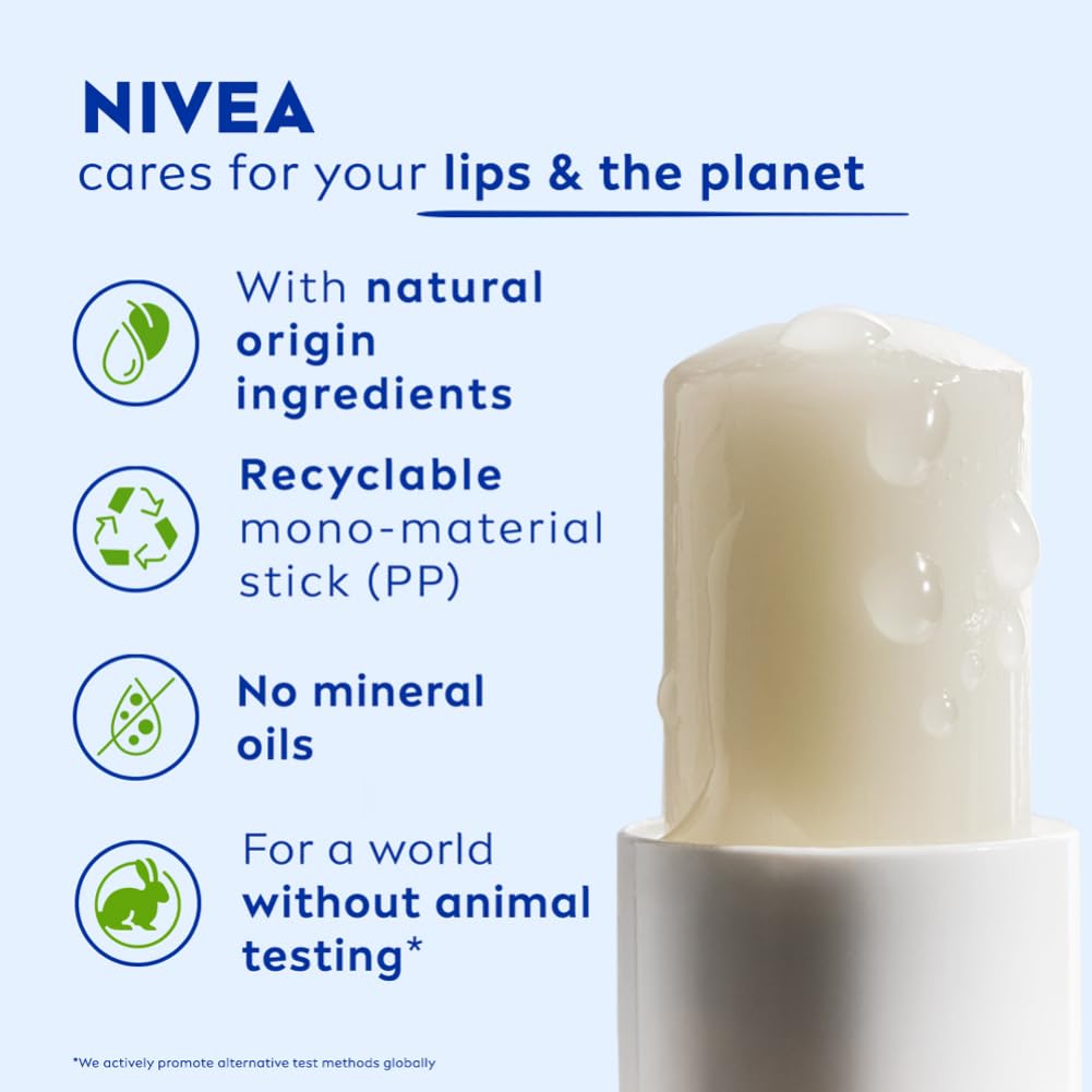 NIVEA MEN Active Care 4.8g Lip Balm|24 H Melt in Moisture Formula|Natural Oils|Nourished Lips,4.8 g NIVEA