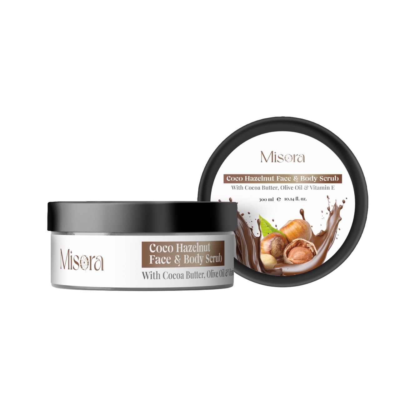 Misora Coco Hazelnut Face & Body Scrub | Deep Nourishing Scrub for Glowing & Radiant Skin | Natural Skincare with Coconut Oil & Hazelnut Extract | Gently Removes Dead Skin Cells & Unclogs Pores | 200ml MISORA