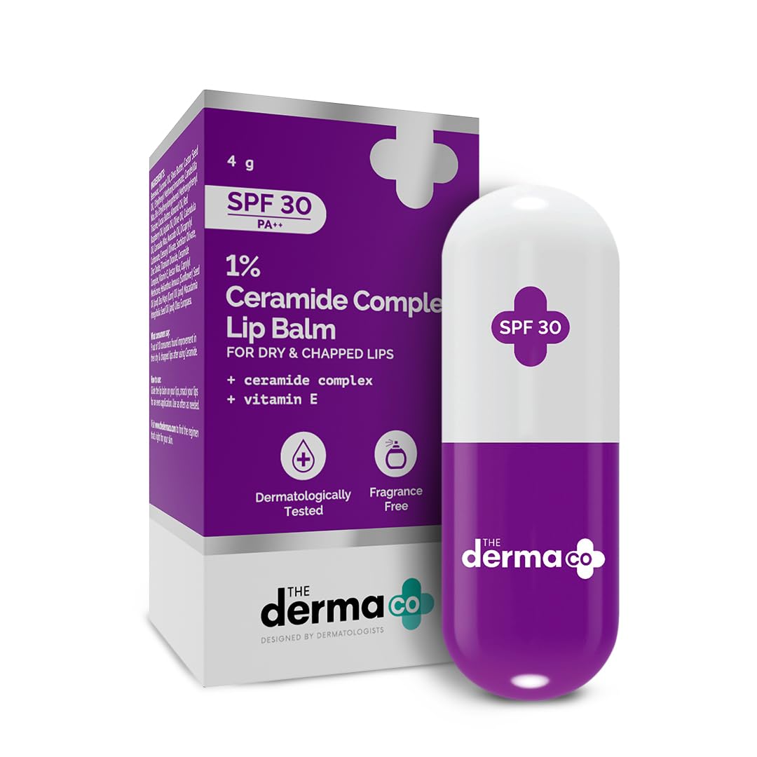The Derma Co 1% Ceramide Complex Lip Balm with Ceramides & Vitamin E, SPF 30 PA++ for Dry & Chapped Lips - 4g BEAUTY BUMBLE