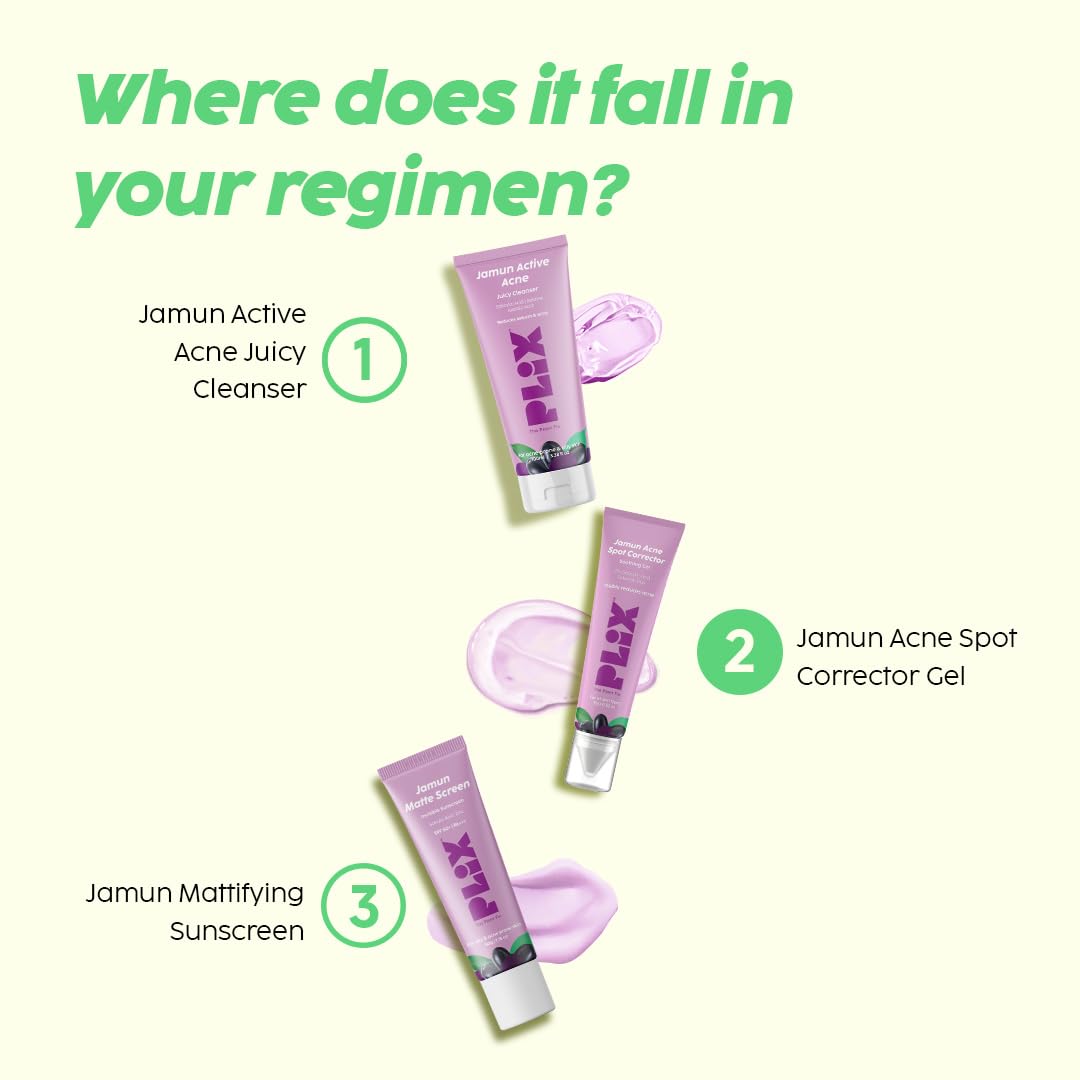 The Plant Fix Plix Jamun Acne Spot Corrector Gel For Reducing Active Acne | Day & Night Gel | Controls Oil & Soothes Inflammation | For Men & Women | 15g Beauty Bumble