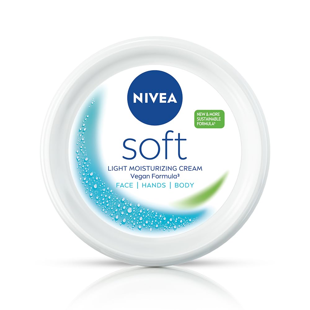 NIVEA Soft Light Moisturizer, 300 ml, for Face, Hand & Body, Non-Greasy Cream with Vitamin E & Jojoba Oil for Instant Hydration NIVEA