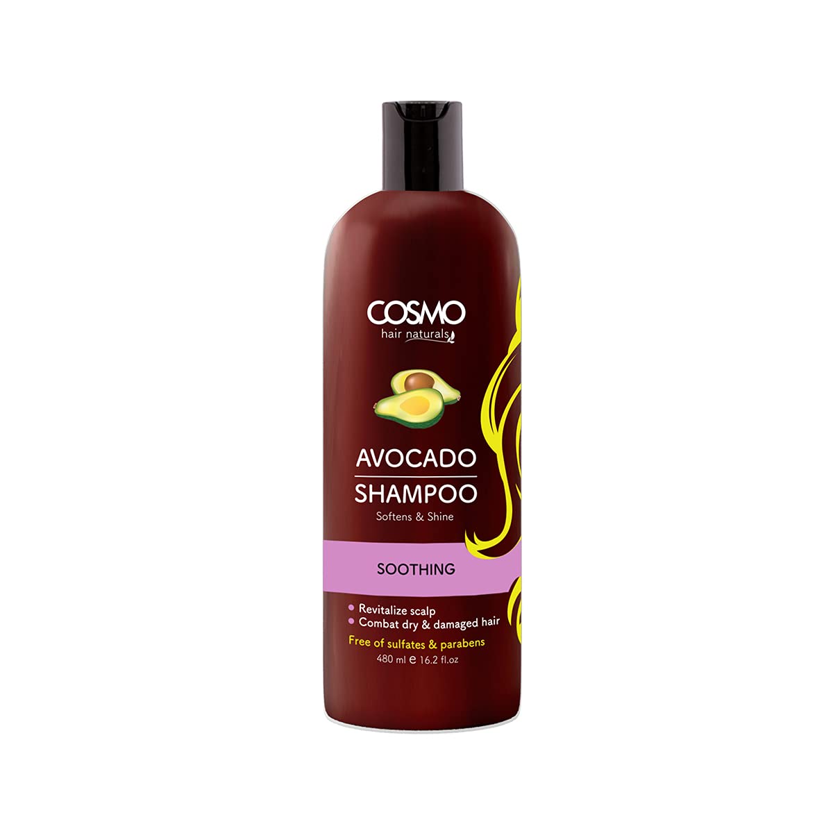 CD COSMO DESIGNS Hair Naturals Avocado All Hair Shampoo 480ml, Softens & Shine, Revitalize Scalp, Combat Dry & Damaged Hair COSMO