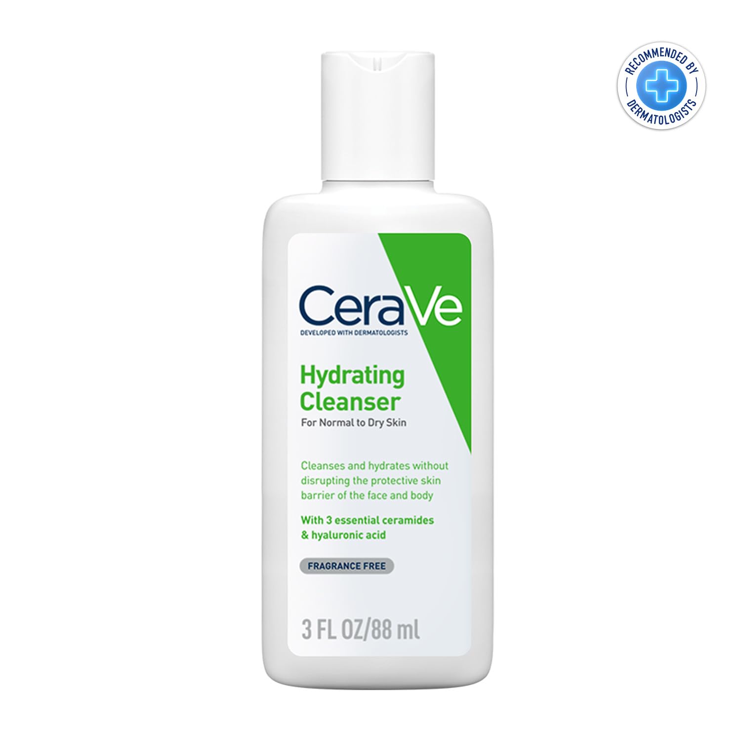 CeraVe Hydrating Cleanser For Normal To Dry Skin (88ml) - Non-Foaming Face Wash with Hyaluronic Acid And Ceramides | Non-Comedogenic, Non-Irritating And Fragrance-Free Cleanser CeraVe