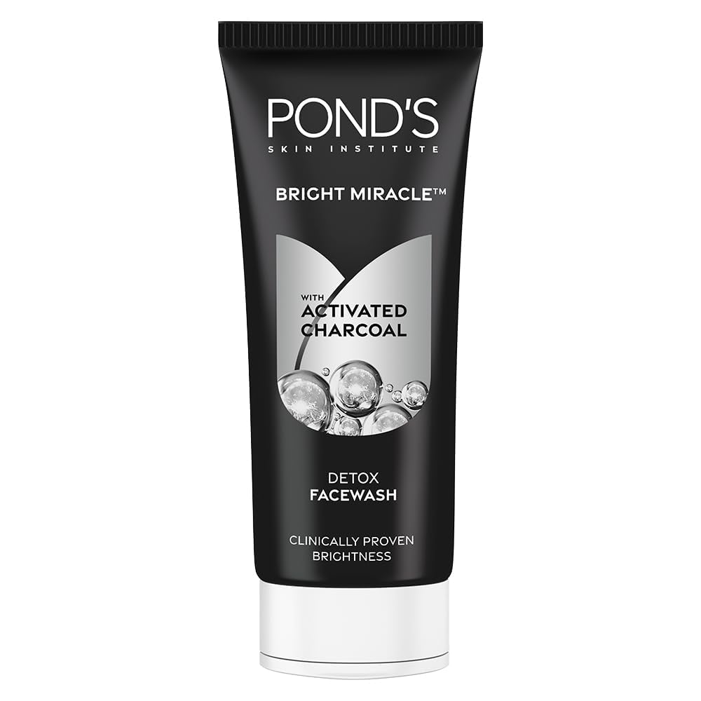 Pond’s Pure Detox, Facewash, 100g, for Fresh, Glowing Skin, with Activated Charcoal, Daily Exfoliating & Brightening Cleanser, Pollution Clear Face Wash Beauty Bumble