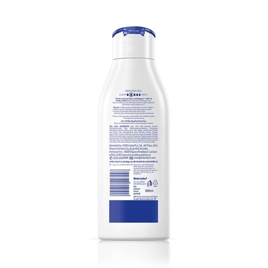 NEVIA NATURAL GLOW BODY LOTION 200ML NIVEA