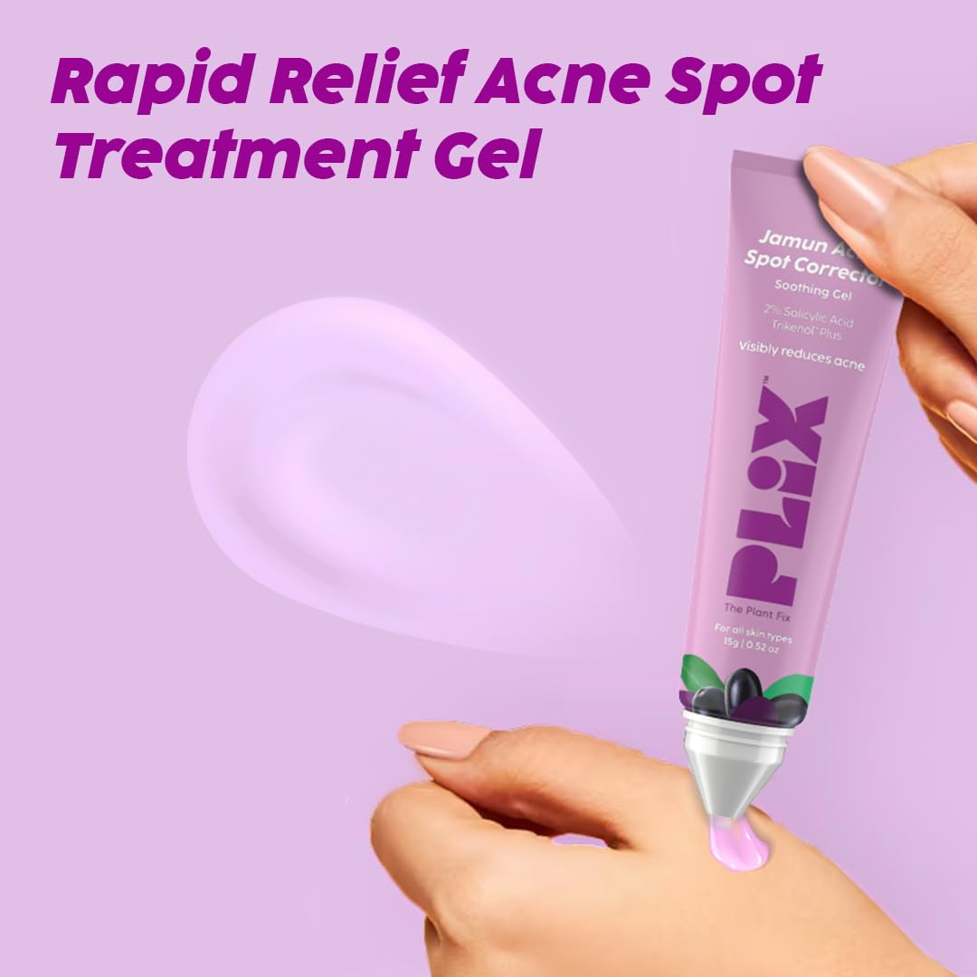 The Plant Fix Plix Jamun Acne Spot Corrector Gel For Reducing Active Acne | Day & Night Gel | Controls Oil & Soothes Inflammation | For Men & Women | 15g Beauty Bumble