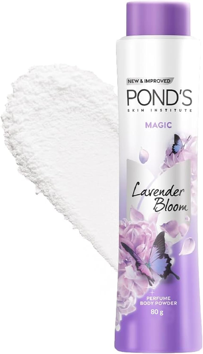 Ponds Magic Lavender Bloom Perfume Body Powder – Long Lasting Lavender Freshness & Soft Skin Talcum Powder 80 G PONDS