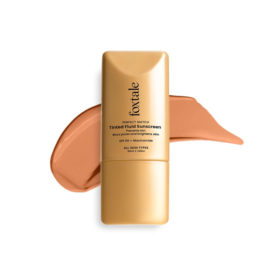 Foxtale SPF 50 Tinted Sunscreen PA++++ - Mocha | Niacinamide & Vitamin E | UVA/UVB Protection + BB Cream + Foundation in 1 | Blurs Pores, Evens Tone, Non-Oily Glow | Suitable for All Skin Types | 50ml FOXTALE