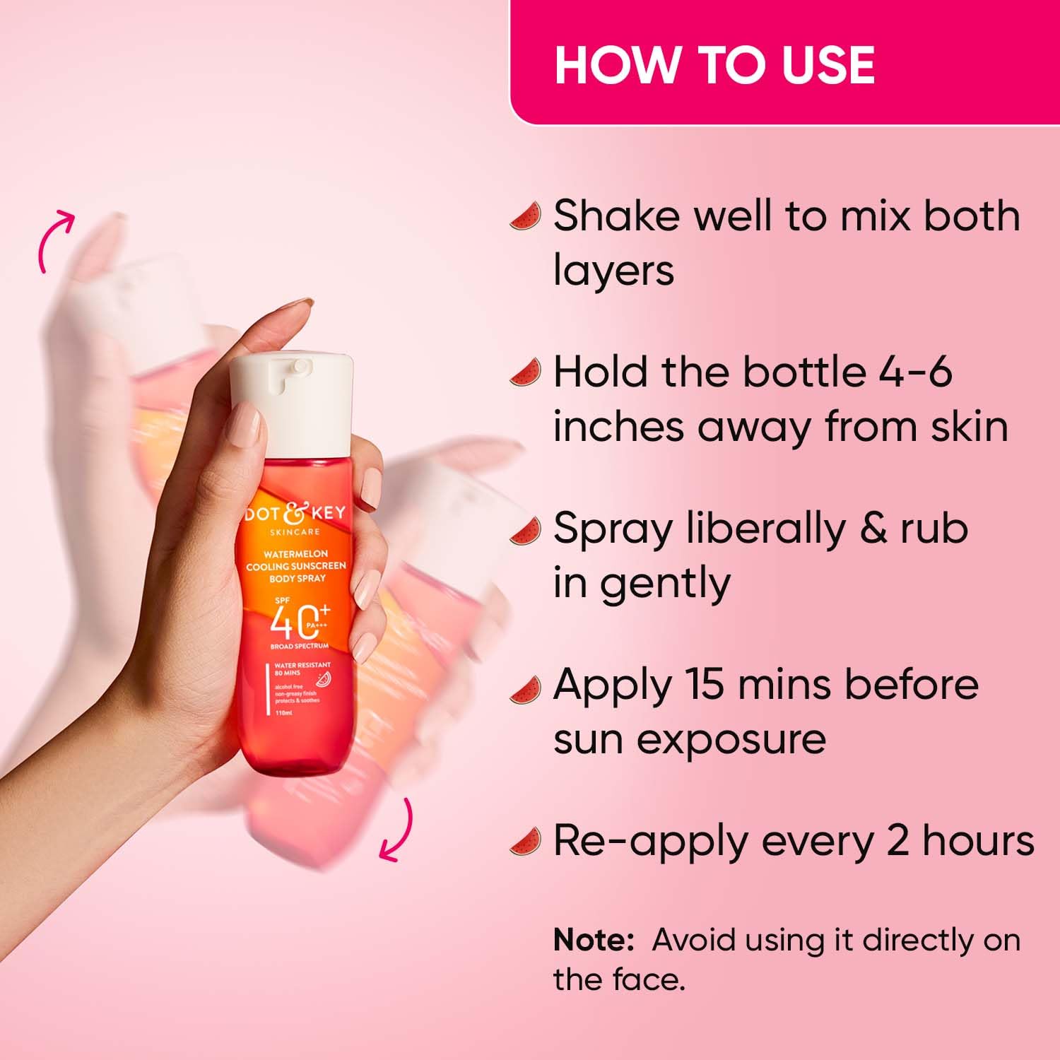 DOT & KEY Watermelon | Cooling Sunscreen | Body Spray Spf 40 Pa+++ | 110Ml Dot & Key