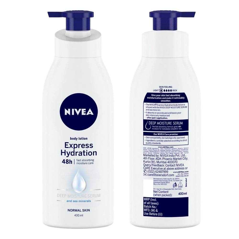 NIVEA Body Lotion For Men & Women, Express Hydration, for Fast Absorption, 400 ml NIVEA