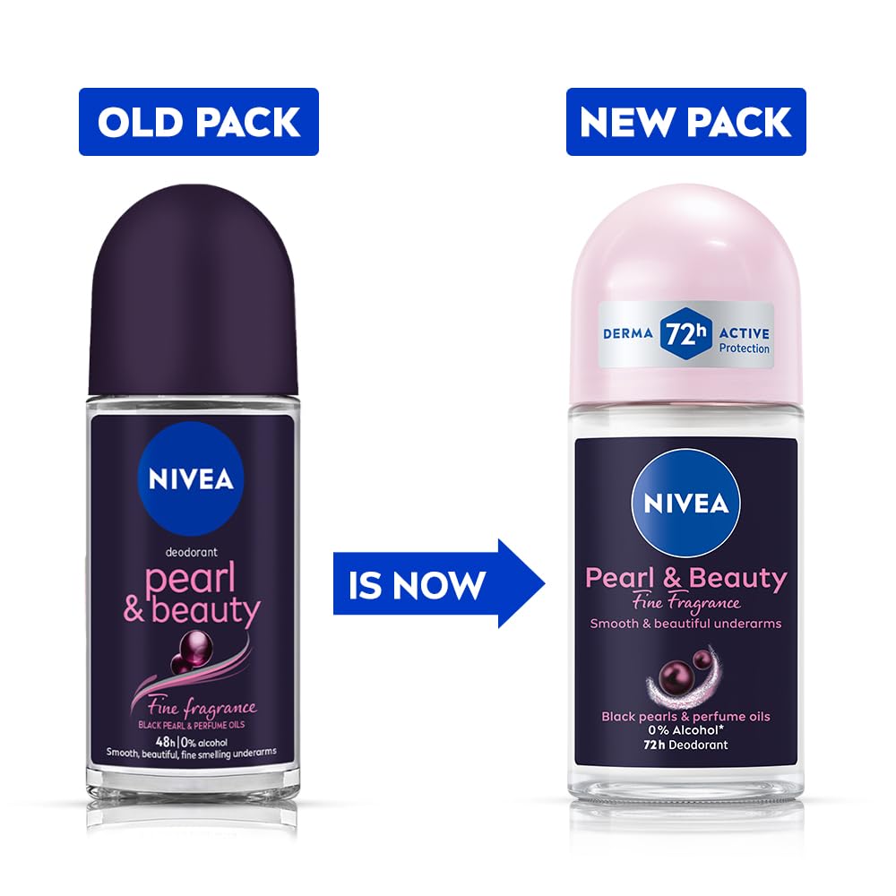 NIVEA Women Deodorant Roll On Pearl & Beauty Fine Fragrance 50 ml | For Fragrant Smooth & Beautiful Underarm Skin NIVEA