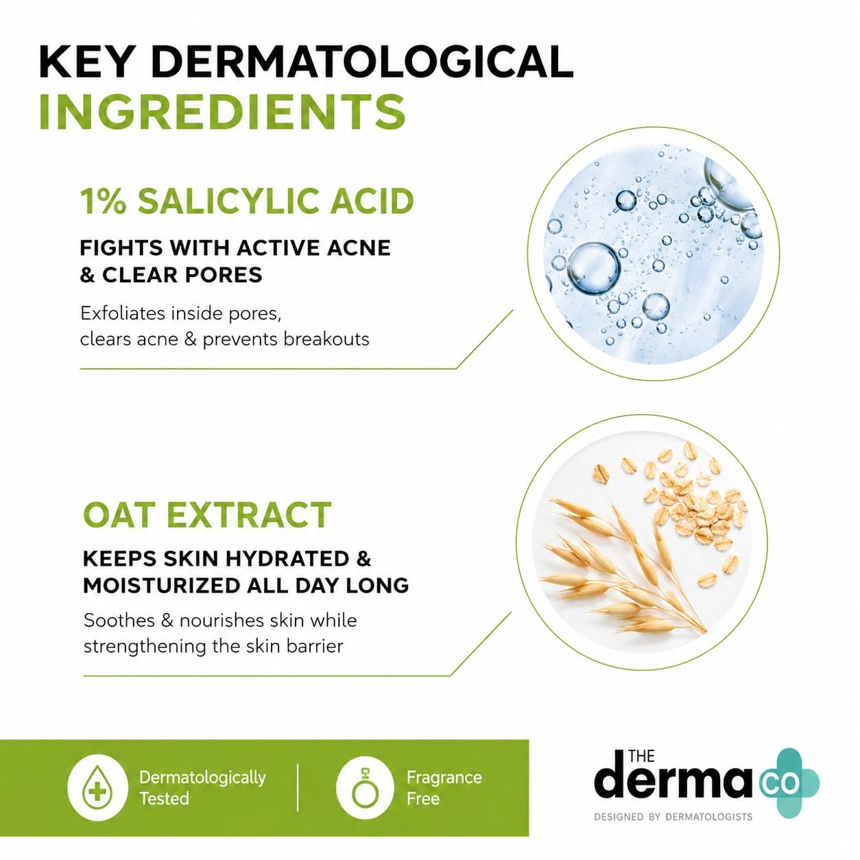 Derma Co 1% Salicylic Acid Oil-Free Moisturizer For Face With Oat Extract - 50G The Derma Co