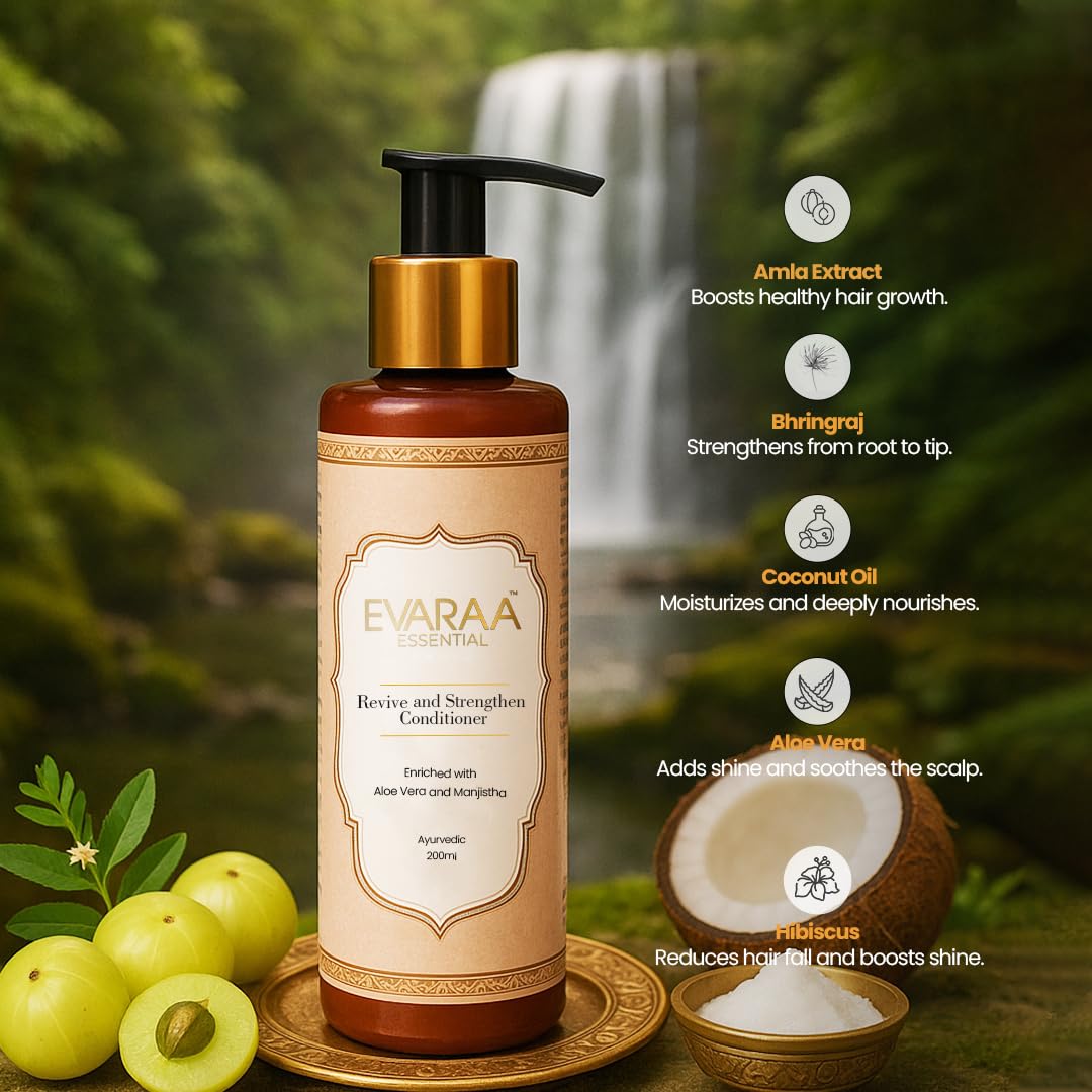 Evaraa Essential Revive & Strengthen Hair Conditioner – Moisturizing, Frizz Control & Hair Repair Conditioner for Dry & Damaged Hair – 200ml evaraa