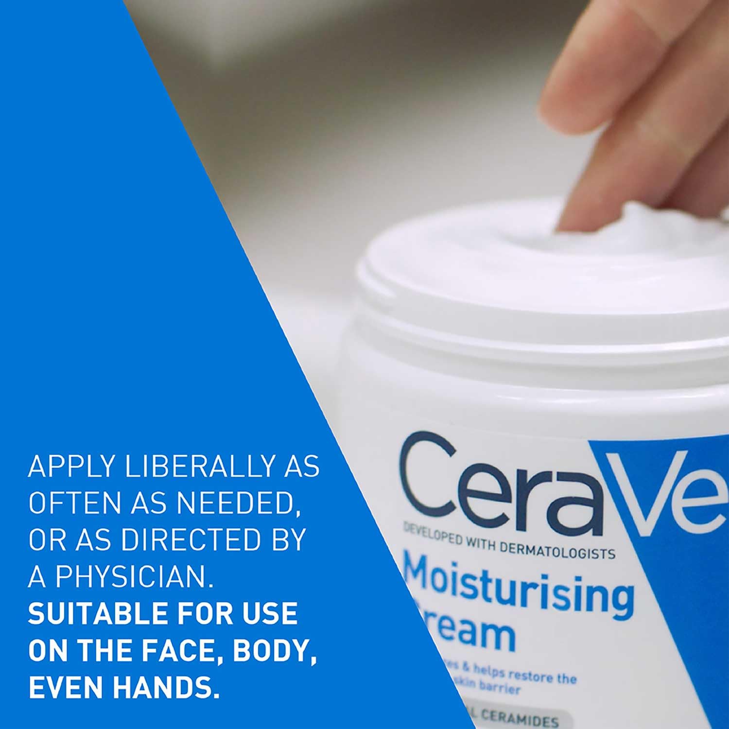 CeraVe Moisturizing Cream For Dry To Very Dry Skin (454g) - Formulated with 3 Essential Ceramides And Hyaluronic Acid | Non-Comedogenic Moisturizer For Face and Body CeraVe