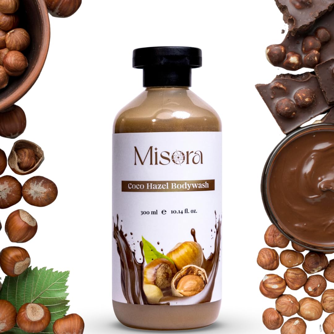 Misora Coco Hazelnut Body Wash | Deep Hydrating & Nourishing with Cocoa Butter & Hazelnut | Moisturizing Cleanser for Silky Soft & Glowing Skin for Dry, Sensitive & All Skin Types | 300ml MISORA