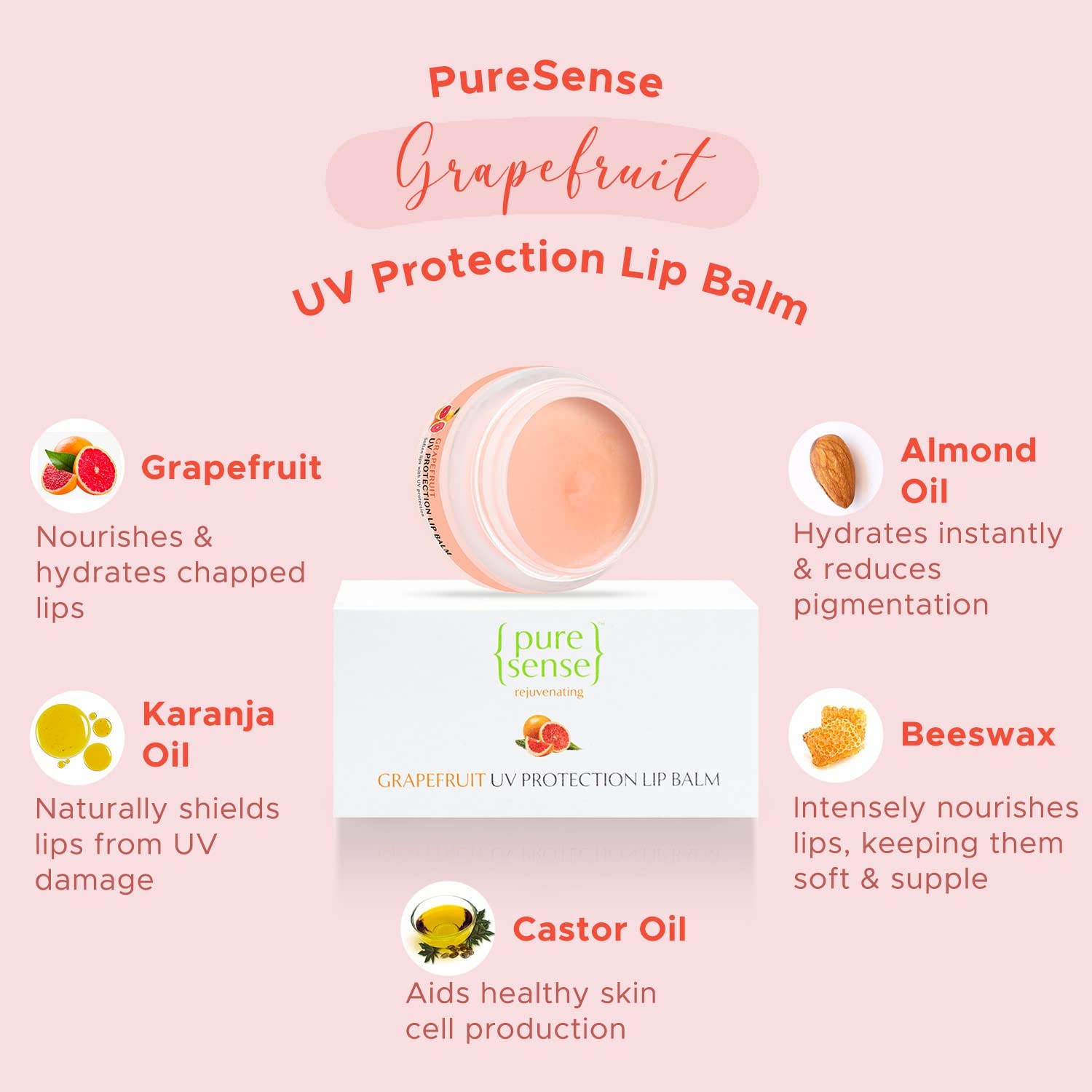 PureSense Vitamin-C Rich Grapefruit Lip Balm 5 g Beauty Bumble