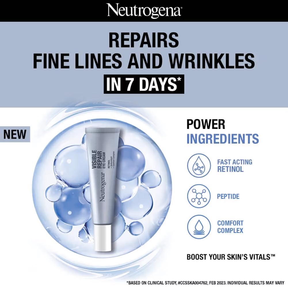 Neutrogena Visible Repair Retinol Day & Night Eye Cream | Boosts Collagen for Anti-Ageing | Reduces Dark Circles, Wrinkles & Fine Lines | 15g Visit the Neutrogena Store Neutrogena