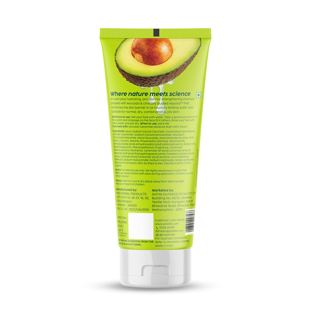 PLIX - THE PLANT FIX Avocado Ceramide Moisture Rush Juicy Cleanser (100 ml) | Ceramide Face Wash| Nourishes and Hydrates Skin | Gentle Cleanser for Sensitive Skin | For Men & Women Beauty Bumble