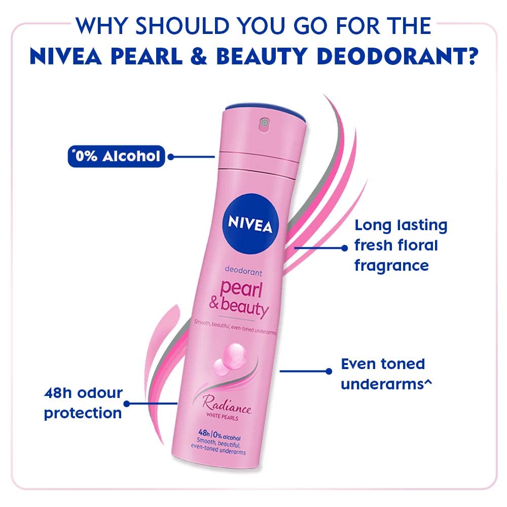 Nivea Female Pearl & Beauty Radiance Citrus Scent Liquid Deodorant 150 Ml | For Eventoned Smooth & Beautiful Underarms NIVEA