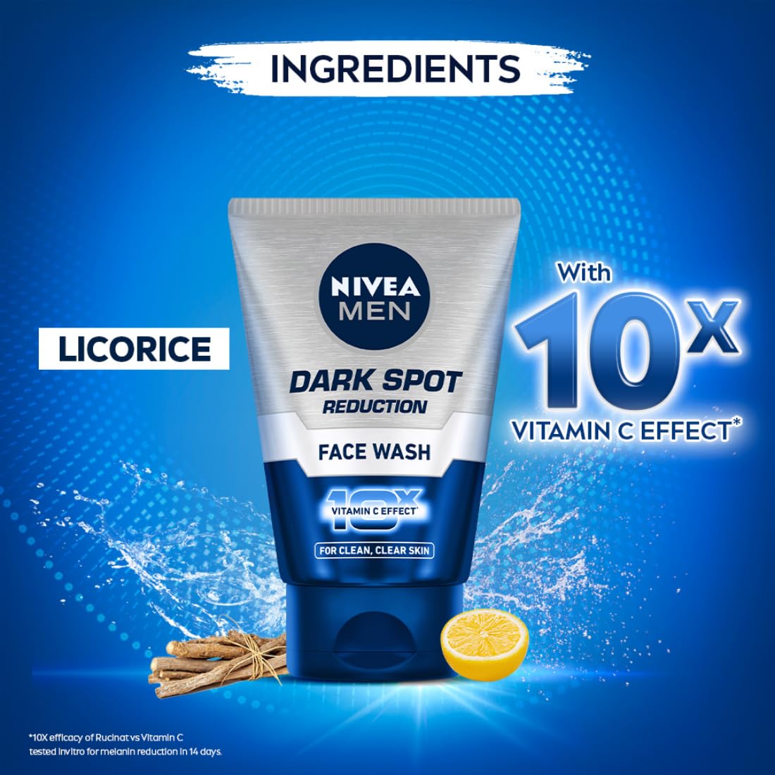 NIVEA MEN Dark Spot Reduction Face Wash 100 g | With Ginko and Ginseng Extracts for Clean, Healthy & Clear Skin in Summer | 10 X Vitamin C Effect for Radiant Skin |For Dark Spot Reduction NIVEA